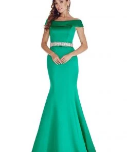 Ashley Lauren - 1206 Off Shoulder Satin Evening Dress Formal Gowns