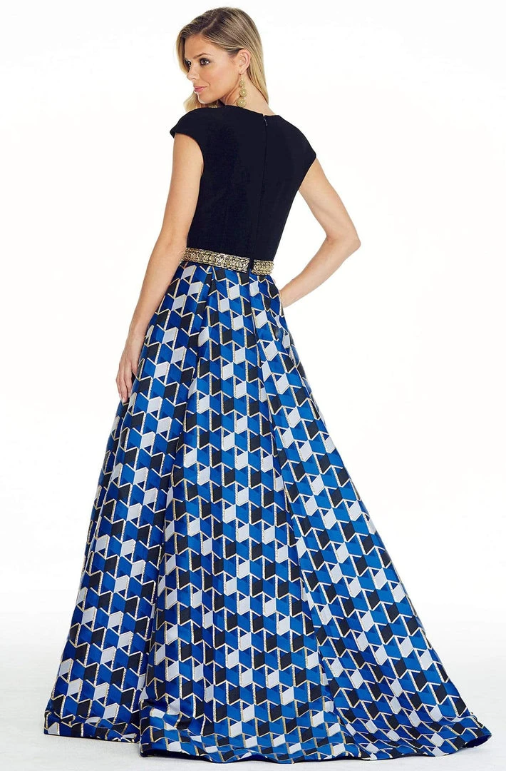 Ashley Lauren - 1268 Royal Blue Geometric Ballgown Formal Gowns 4 Ashley Lauren - 1268 Royal Blue Geometric Ballgown Formal Gowns