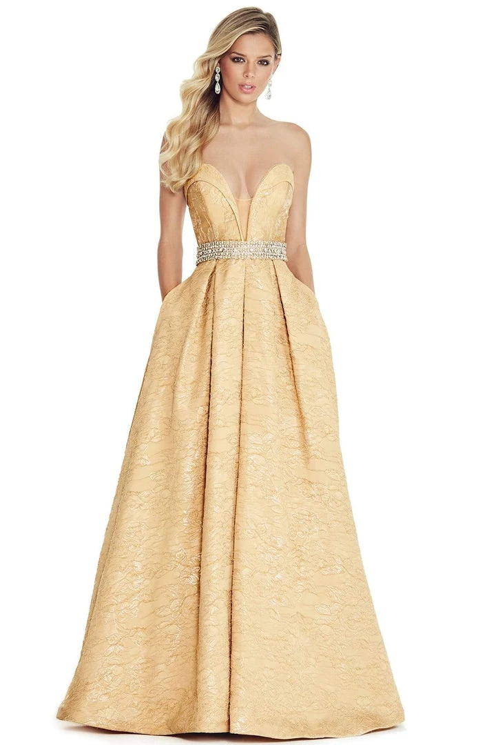 Formal Gowns Ashley Lauren - 1269 Brocade Ball Gown With Beaded Belt 6 Formal Gowns Ashley Lauren - 1269 Brocade Ball Gown With Beaded Belt