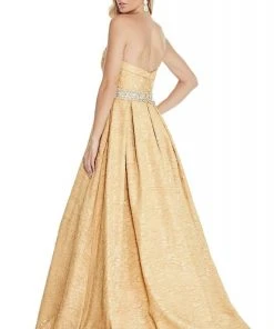 Formal Gowns Ashley Lauren - 1269 Brocade Ball Gown With Beaded Belt 15 Formal Gowns Ashley Lauren - 1269 Brocade Ball Gown With Beaded Belt