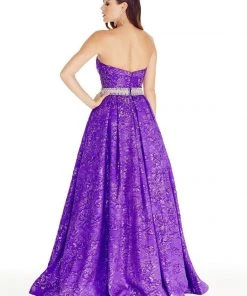Formal Gowns Ashley Lauren - 1269 Brocade Ball Gown With Beaded Belt 12 Formal Gowns Ashley Lauren - 1269 Brocade Ball Gown With Beaded Belt