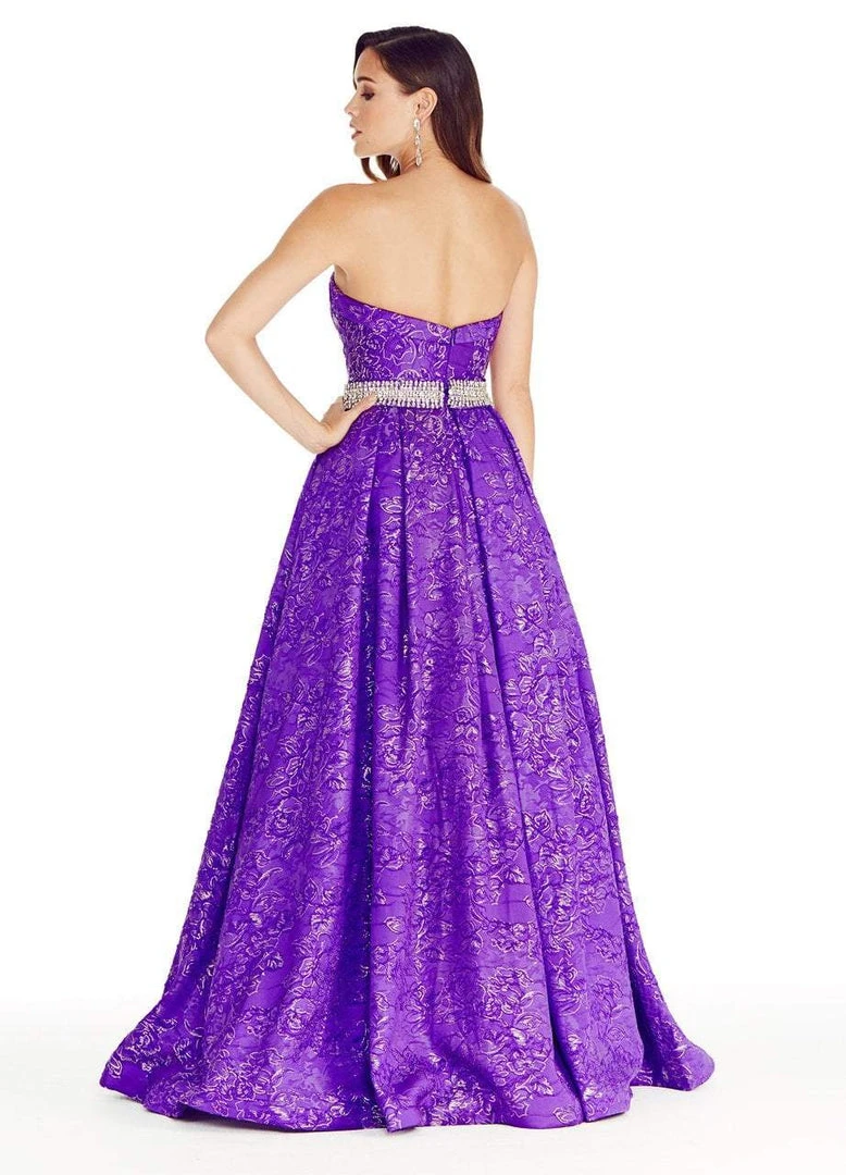 Formal Gowns Ashley Lauren - 1269 Brocade Ball Gown With Beaded Belt 4 Formal Gowns Ashley Lauren - 1269 Brocade Ball Gown With Beaded Belt