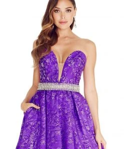 Formal Gowns Ashley Lauren - 1269 Brocade Ball Gown With Beaded Belt 13 Formal Gowns Ashley Lauren - 1269 Brocade Ball Gown With Beaded Belt