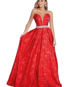 Formal Gowns Ashley Lauren - 1269 Brocade Ball Gown With Beaded Belt 18 Formal Gowns Ashley Lauren - 1269 Brocade Ball Gown With Beaded Belt
