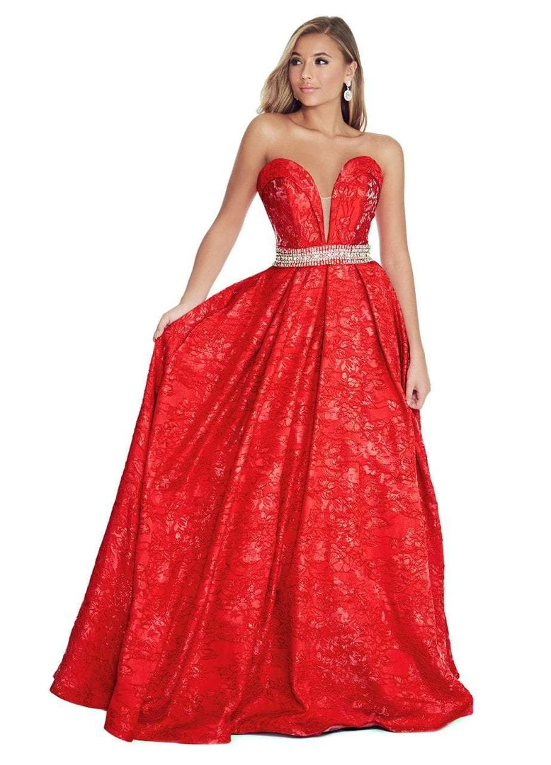 Formal Gowns Ashley Lauren - 1269 Brocade Ball Gown With Beaded Belt 10 Formal Gowns Ashley Lauren - 1269 Brocade Ball Gown With Beaded Belt
