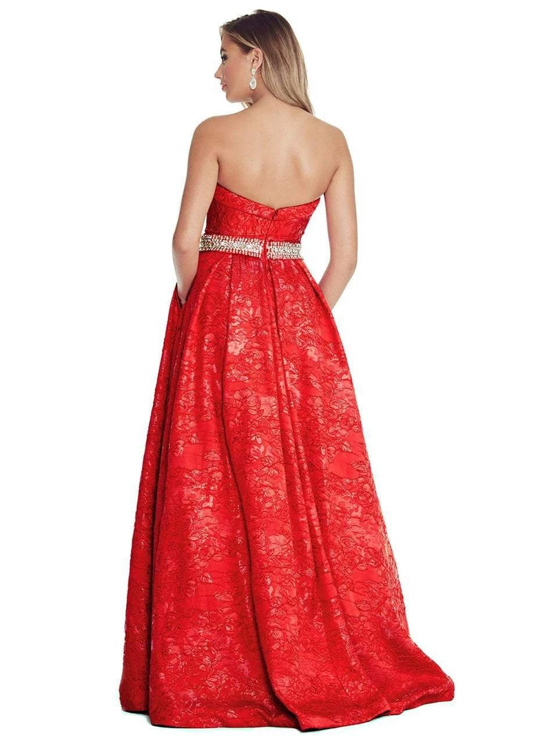 Formal Gowns Ashley Lauren - 1269 Brocade Ball Gown With Beaded Belt 11 Formal Gowns Ashley Lauren - 1269 Brocade Ball Gown With Beaded Belt