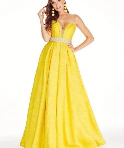 Formal Gowns Ashley Lauren - 1269 Brocade Ball Gown With Beaded Belt 16 Formal Gowns Ashley Lauren - 1269 Brocade Ball Gown With Beaded Belt