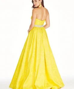 Formal Gowns Ashley Lauren - 1269 Brocade Ball Gown With Beaded Belt 17 Formal Gowns Ashley Lauren - 1269 Brocade Ball Gown With Beaded Belt