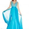Formal Gowns Ashley Lauren - 1277 Plunging Evening Dress With Overskirt