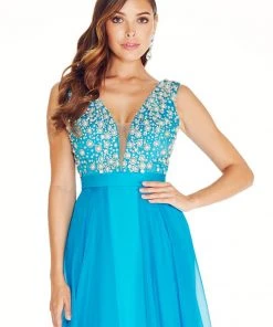 Formal Gowns Ashley Lauren - 1277 Plunging Evening Dress With Overskirt 9 Formal Gowns Ashley Lauren - 1277 Plunging Evening Dress With Overskirt