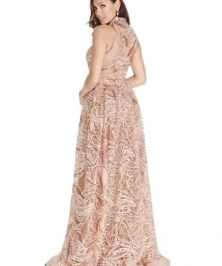 Ashley Lauren - 1284 Embroidered Stretch Knit Evening Dress