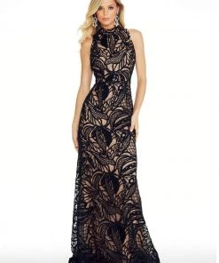 Ashley Lauren - 1284 Embroidered Stretch Knit Evening Dress