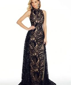 Ashley Lauren - 1284 Embroidered Stretch Knit Evening Dress