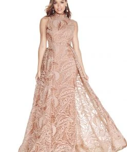 Ashley Lauren - 1284 Embroidered Stretch Knit Evening Dress