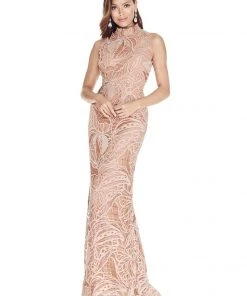 Ashley Lauren - 1284 Embroidered Stretch Knit Evening Dress