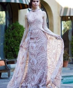 Ashley Lauren - 1284 Embroidered Stretch Knit Evening Dress