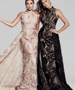 Ashley Lauren - 1284 Embroidered Stretch Knit Evening Dress