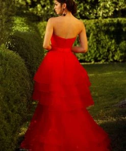 Ashley Lauren - 1293 Strapless Layered Tulle A-line Dress Formal Gowns