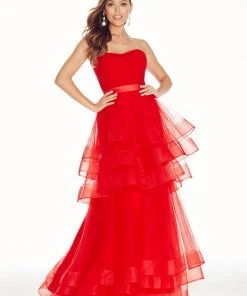 Ashley Lauren - 1293 Strapless Layered Tulle A-line Dress Formal Gowns