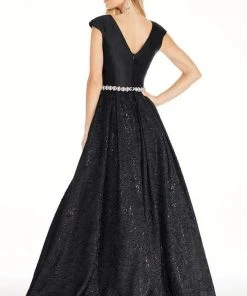 Formal Gowns Ashley Lauren - 1306 Brocade Ball Gown With Beaded Belt 9 Formal Gowns Ashley Lauren - 1306 Brocade Ball Gown With Beaded Belt