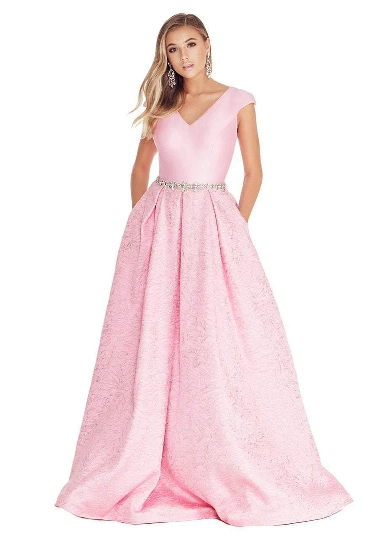 Formal Gowns Ashley Lauren - 1306 Brocade Ball Gown With Beaded Belt 6 Formal Gowns Ashley Lauren - 1306 Brocade Ball Gown With Beaded Belt