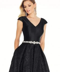 Formal Gowns Ashley Lauren - 1306 Brocade Ball Gown With Beaded Belt 10 Formal Gowns Ashley Lauren - 1306 Brocade Ball Gown With Beaded Belt