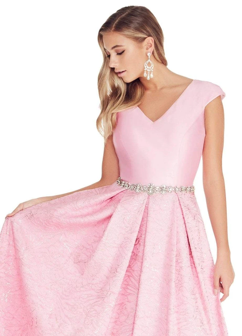 Formal Gowns Ashley Lauren - 1306 Brocade Ball Gown With Beaded Belt 8 Formal Gowns Ashley Lauren - 1306 Brocade Ball Gown With Beaded Belt