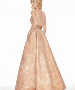 Ashley Lauren - 1329 Sleeveless Beaded Brocade Ballgown Formal Gowns