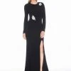 Ashley Lauren - 1331 Crystal Accented Long Sleeve Trumpet Dress Formal Gowns