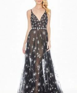 Ashley Lauren - 1332 Crystal Beaded Plunging V-neck A-line Dress Formal Gowns