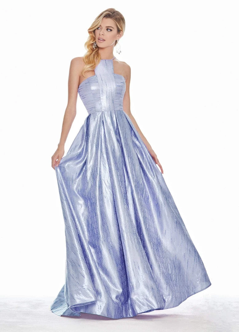 Formal Gowns Ashley Lauren - 1339 Cut-In Halter Metallic Brocade Ballgown 3 Formal Gowns Ashley Lauren - 1339 Cut-In Halter Metallic Brocade Ballgown