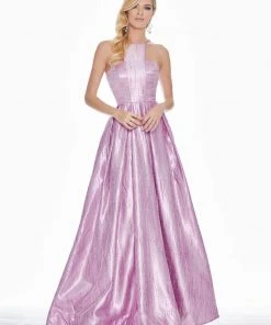 Formal Gowns Ashley Lauren - 1339 Cut-In Halter Metallic Brocade Ballgown 12 Formal Gowns Ashley Lauren - 1339 Cut-In Halter Metallic Brocade Ballgown
