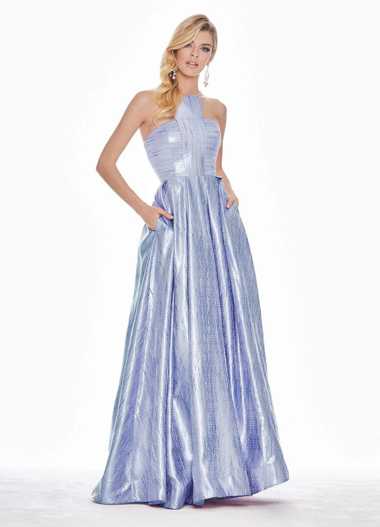 Formal Gowns Ashley Lauren - 1339 Cut-In Halter Metallic Brocade Ballgown 4 Formal Gowns Ashley Lauren - 1339 Cut-In Halter Metallic Brocade Ballgown