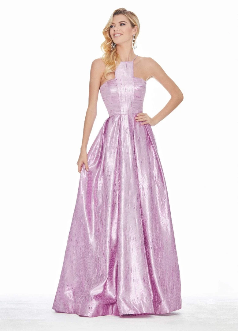 Formal Gowns Ashley Lauren - 1339 Cut-In Halter Metallic Brocade Ballgown 7 Formal Gowns Ashley Lauren - 1339 Cut-In Halter Metallic Brocade Ballgown