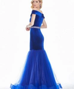 Formal Gowns Ashley Lauren - 1342 Off-Shoulder Velvet Mermaid Evening Gown
