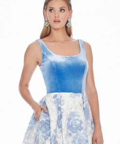 Ashley Lauren - 1345 Sleeveless Metallic Brocade Floral Ballgown