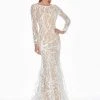 Ashley Lauren - 1349 Sequined Long Sleeve Bateau Trumpet Dress 1 Ashley Lauren - 1349 Sequined Long Sleeve Bateau Trumpet Dress