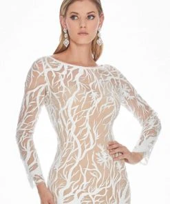 Ashley Lauren - 1349 Sequined Long Sleeve Bateau Trumpet Dress