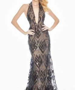 Ashley Lauren - 1374 Sequined Deep Halter V-neck Trumpet Dress Formal Gowns 7 Ashley Lauren - 1374 Sequined Deep Halter V-neck Trumpet Dress Formal Gowns