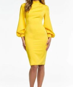 Cocktail Dresses Ashley Lauren - Bishop Sleeve Sheath Cocktail Dress 4487