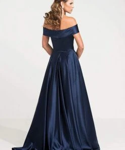 Ashley Lauren - Off Shoulder Pageant Ball Gown 1139 - 1 Pc Navy In Size 4 Available Formal Gowns