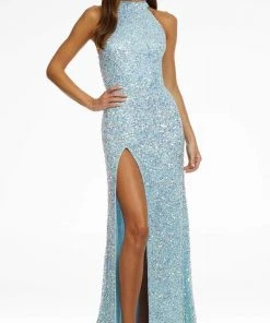 Ashley Lauren - Sequined Sheath Prom Gown 11174 - 1 Pc Ab/Sky In Size 8 Available Formal Gowns