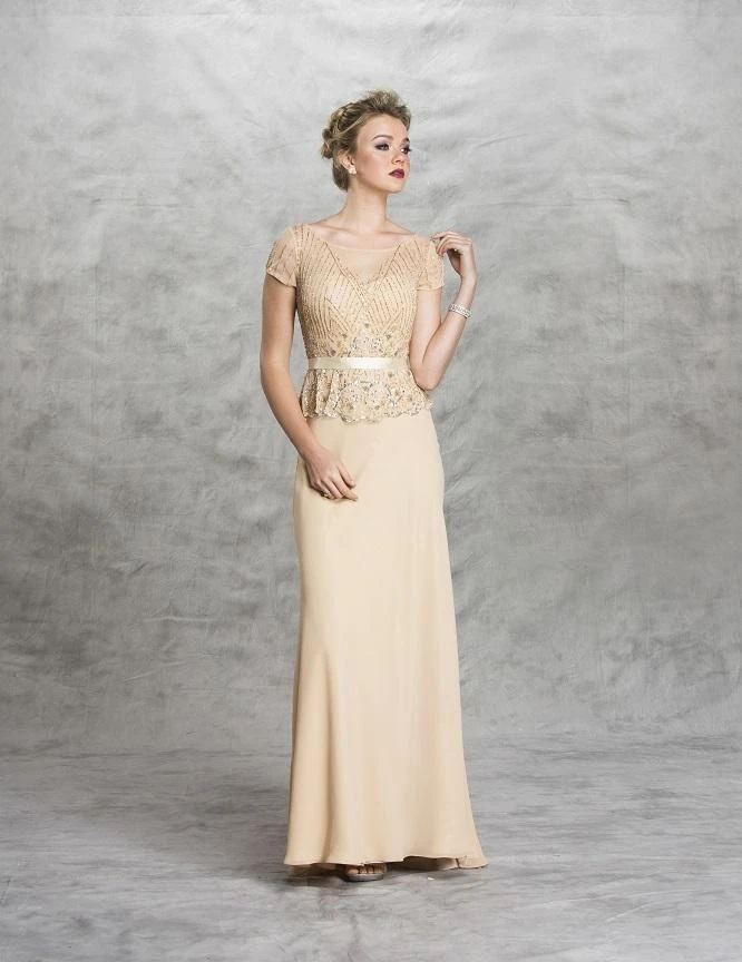 Formal Gowns Aspeed Design Beaded Sheer Peplum Long Sheath Dress L1473 3 Formal Gowns Aspeed Design Beaded Sheer Peplum Long Sheath Dress L1473