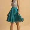 Aspeed Design - Bejeweled Halter A-Line Cocktail Dress S2140 - 1 Pc Teal In Size XS Available 2 Aspeed Design - Bejeweled Halter A-Line Cocktail Dress S2140 - 1 Pc Teal In Size XS Available