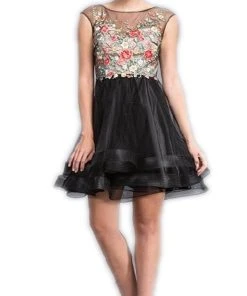Aspeed Design - Embroidered A-Line Homecoming Dress S1922 - 1 Pc Black In Size XXS Available Cocktail Dresses