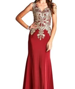 Formal Gowns Aspeed Design - Embroidered Sheath Evening Dress L1695 - 1 Pc Navy In Sizes L Available