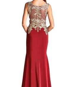 Formal Gowns Aspeed Design - Embroidered Sheath Evening Dress L1695 - 1 Pc Navy In Sizes L Available