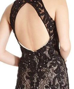 Aspeed Design - L1865 Sleeveless Halter Neck Evening Dress - 1 Pc Black-Nude In Size M Available Formal Gowns