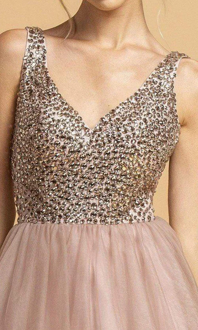 Cocktail Dresses Aspeed Design - S2114 Beaded Bodice Fit And Flare Tulle Dress - 1 Pc Blush In Size S Available 5 Cocktail Dresses Aspeed Design - S2114 Beaded Bodice Fit And Flare Tulle Dress - 1 Pc Blush In Size S Available