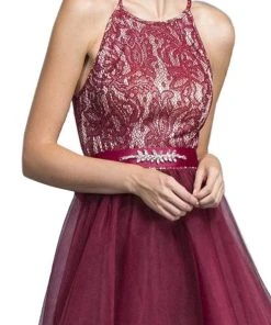 Cocktail Dresses Aspeed Design - Short Halter Lace Bodice Dress D136 - 1 Pc Burgundy In Size XS Available 9 Cocktail Dresses Aspeed Design - Short Halter Lace Bodice Dress D136 - 1 Pc Burgundy In Size XS Available